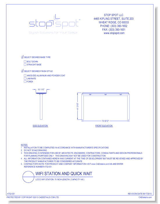 LOCO WiFi Station: 70 Inch Length ( Capacity 4/6 )