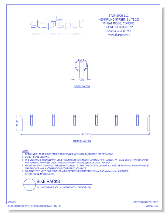 LOCO Bike Rack: 141 Inch Length ( Capacity 12 )