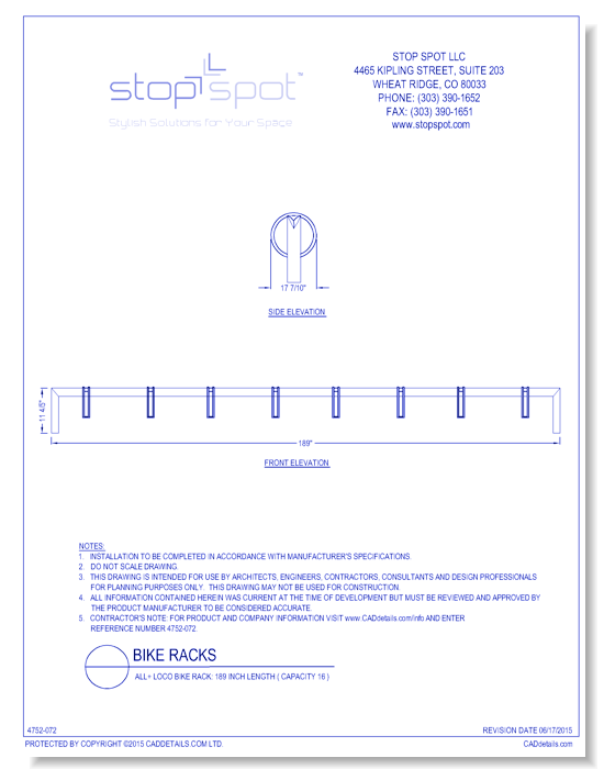 LOCO Bike Rack: 189 Inch Length ( Capacity 16 )