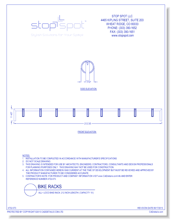 LOCO Bike Rack: 212 Inch Length ( Capacity 18 )