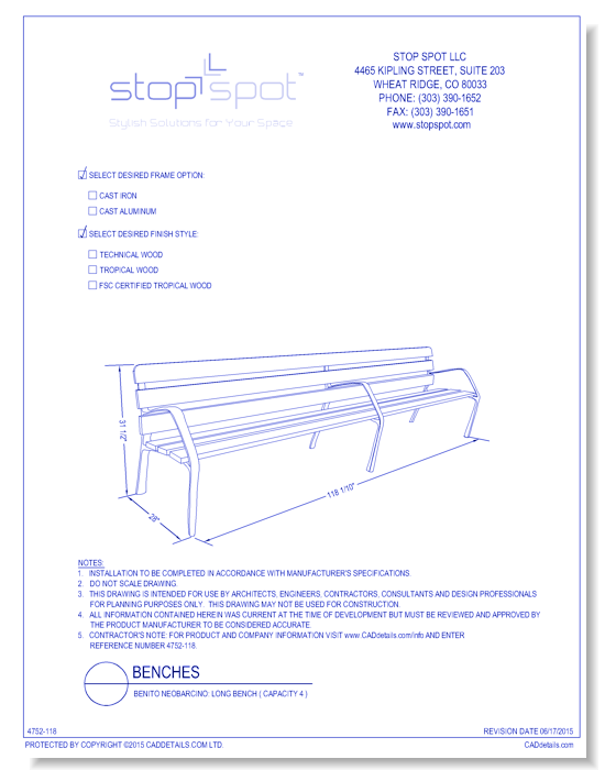 Benito Neobarcino: Long Bench ( Capacity 4 )