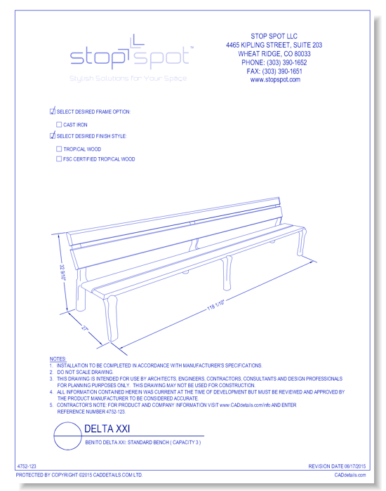 Benito Delta XXI: Standard Bench ( Capacity 3 )