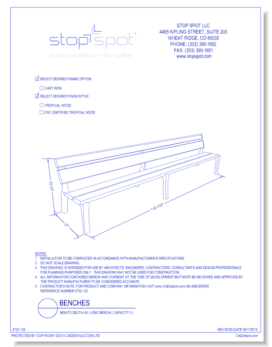Benito Delta XXI: Long Bench ( Capacity 5 )