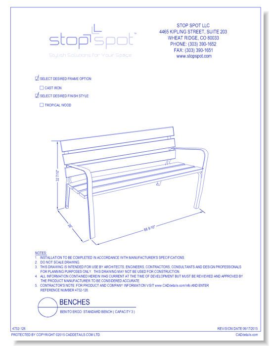 Benito Ergo: Standard Bench ( Capacity 3 )