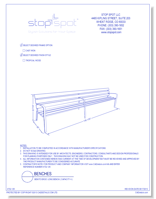 Benito Ergo: Long Bench ( Capacity 4 )