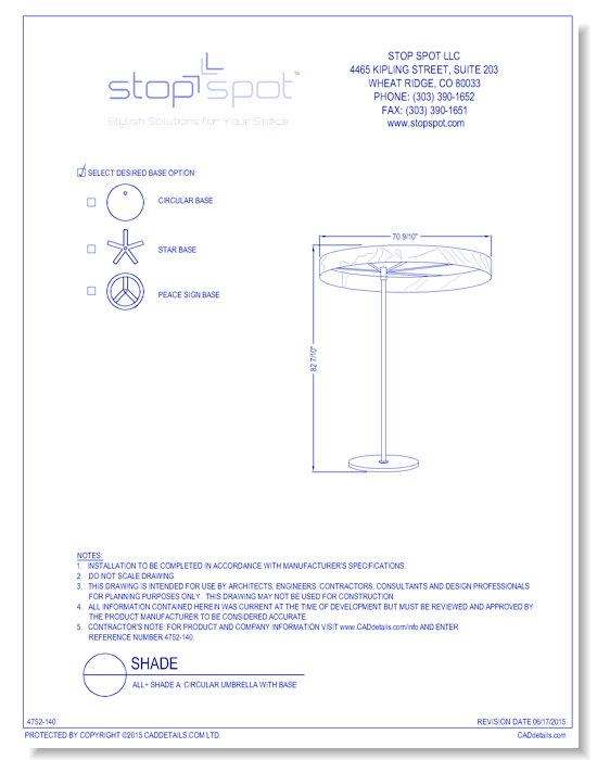 Shade A: Circular Umbrella with Base
