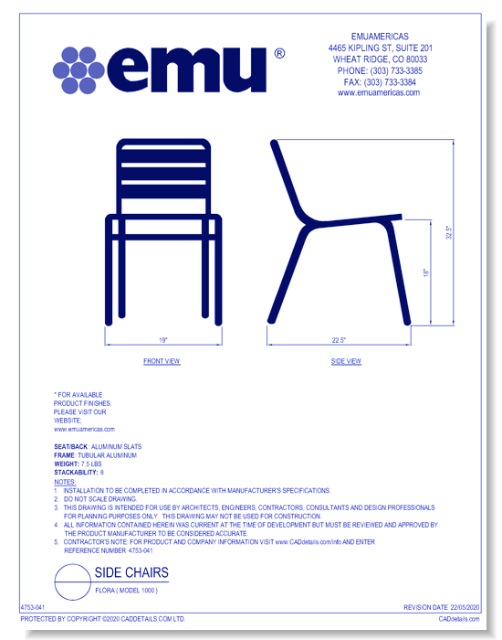 Side Chair: Flora ( Model 1000 )