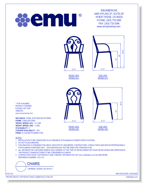 Chair: Caprera ( Model 930 or 931 )