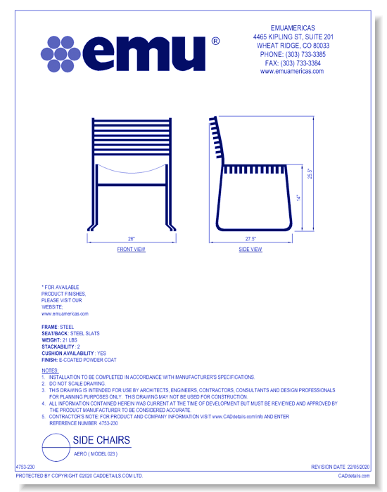 Lounge Side Chair: Aero ( Model 023 )