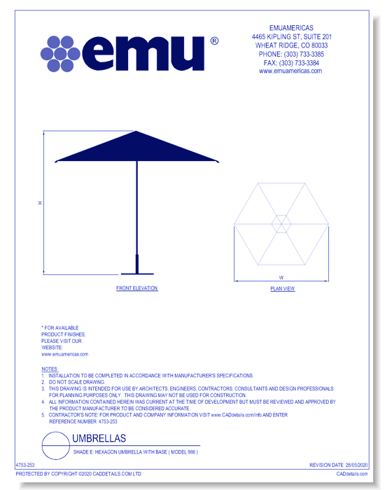 Shade E: Hexagon Umbrella with Base ( Model 986 )