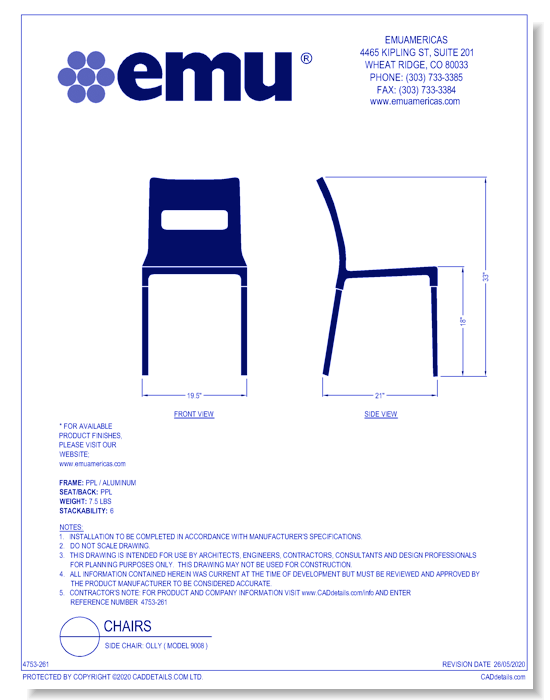 Side Chair: Olly ( Model 9008)