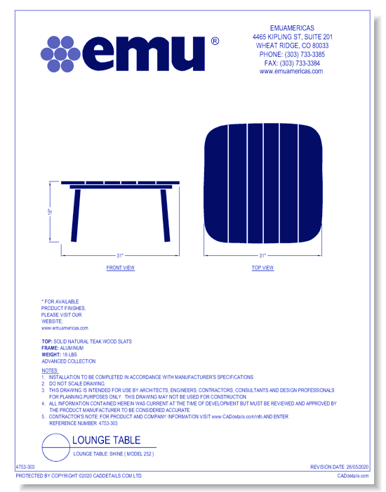 Lounge Table: Shine ( Model 252 )