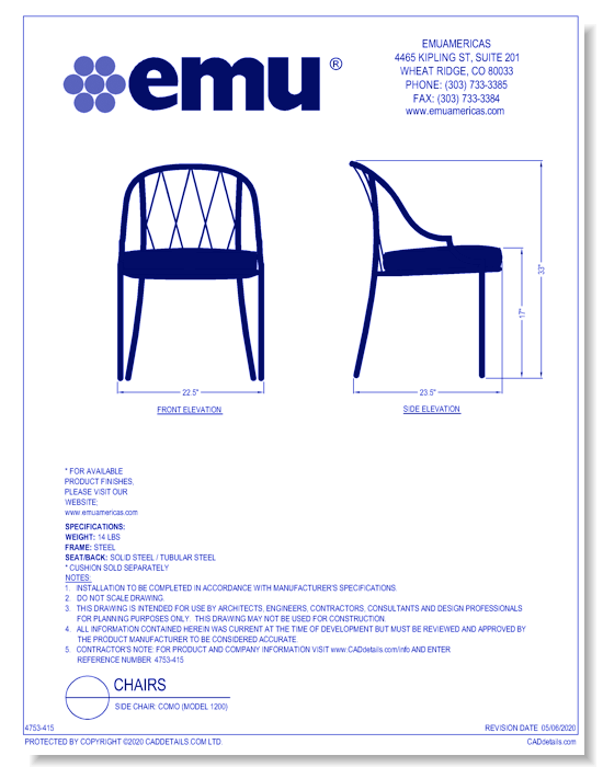 Side Chair: Como (Model 1200)