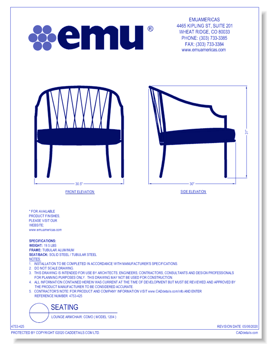 Lounge Armchair: Como ( Model 1204 )