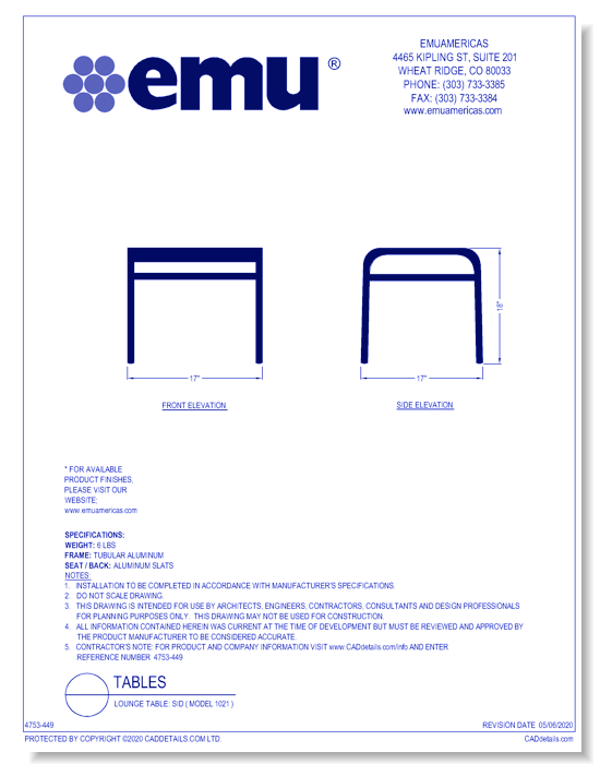 Lounge Table: Sid ( Model 1021 )