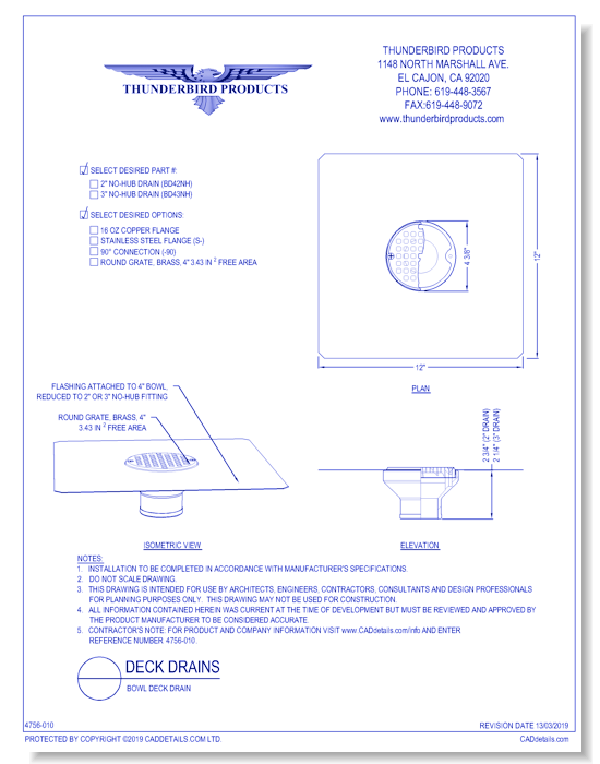 Bowl Deck Drain