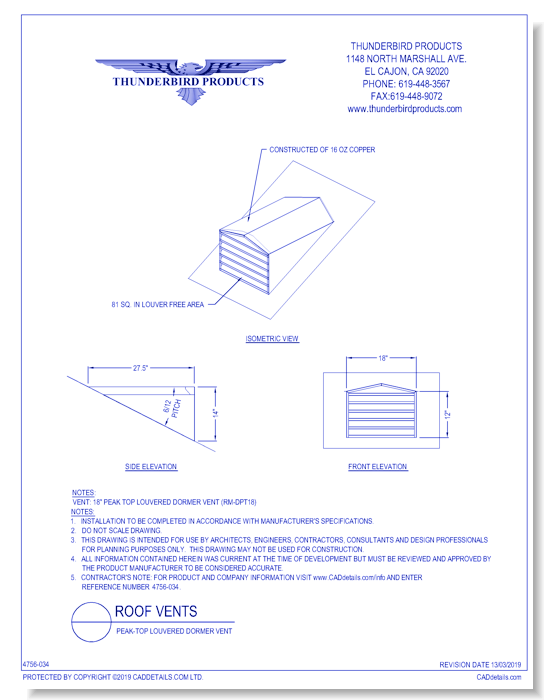 Peak Top Louvered Dormer Vent