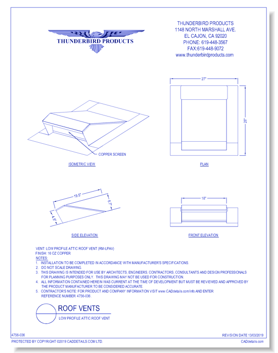 Low Profile Attic Roof Vent
