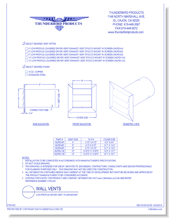 Low Profile Dryer Vent, Flush Mount