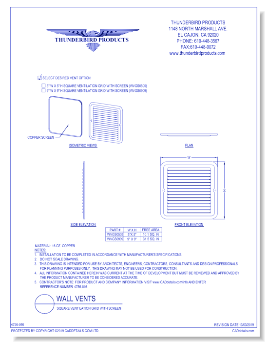 Square Ventilation Grid With Screen