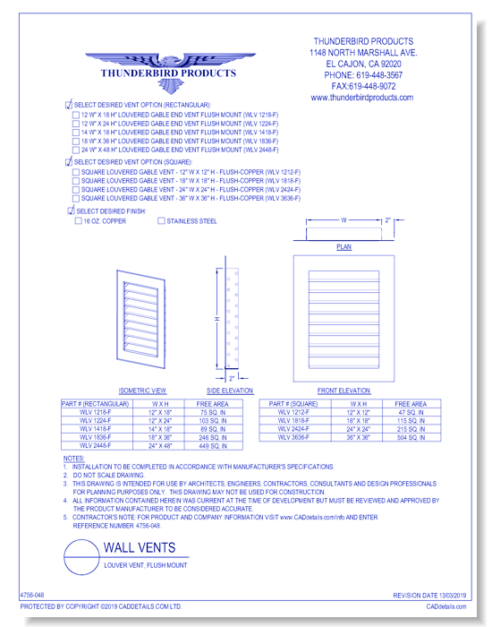 Louver Vent, Flush Mount