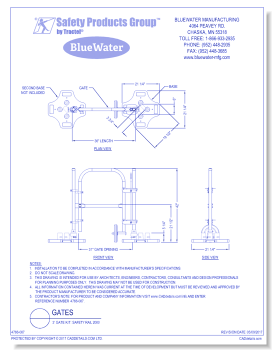 3' Gate Kit: Safety Rail 2000
