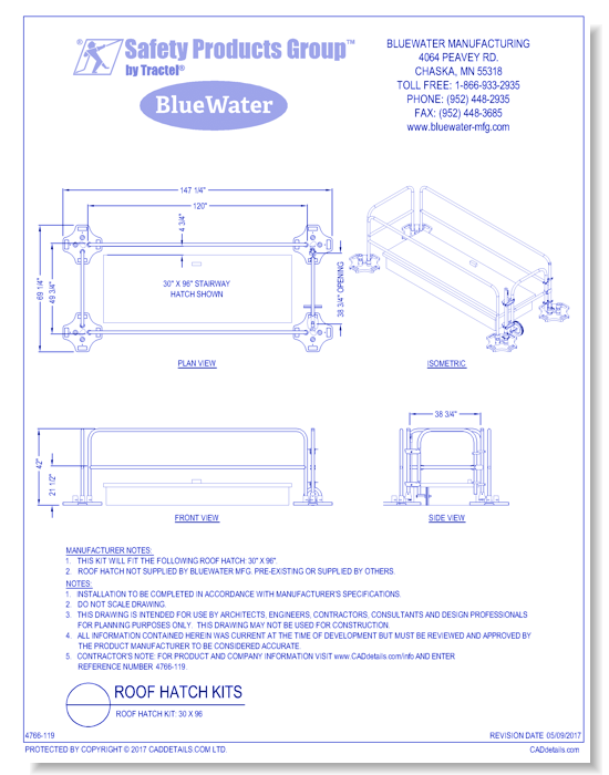 Roof Hatch Kit: 30 x 96