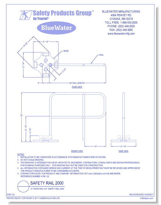 4' Finish Rail Kit: Safety Rail 2000