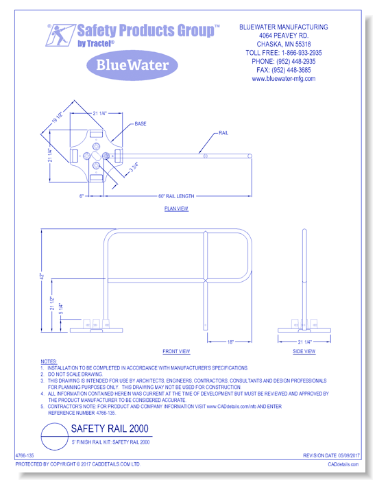 5' Finish Rail Kit: Safety Rail 2000
