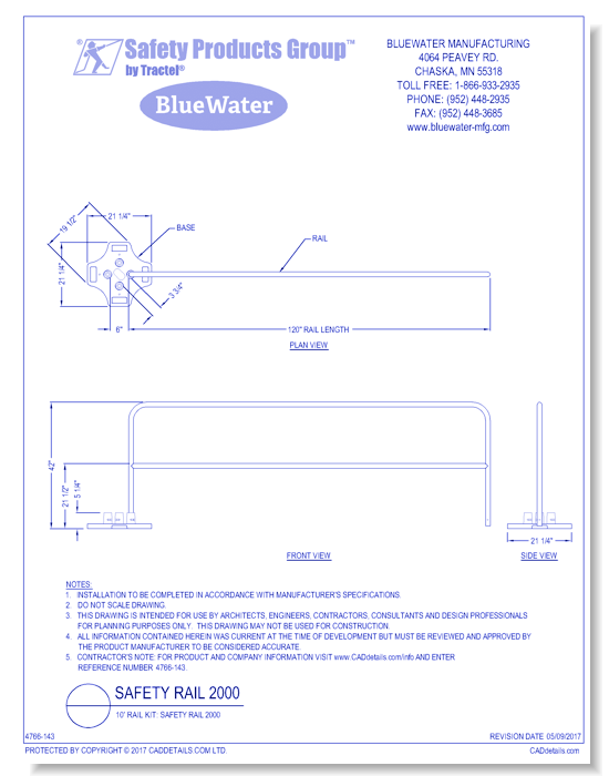 10' Rail Kit: Safety Rail 2000
