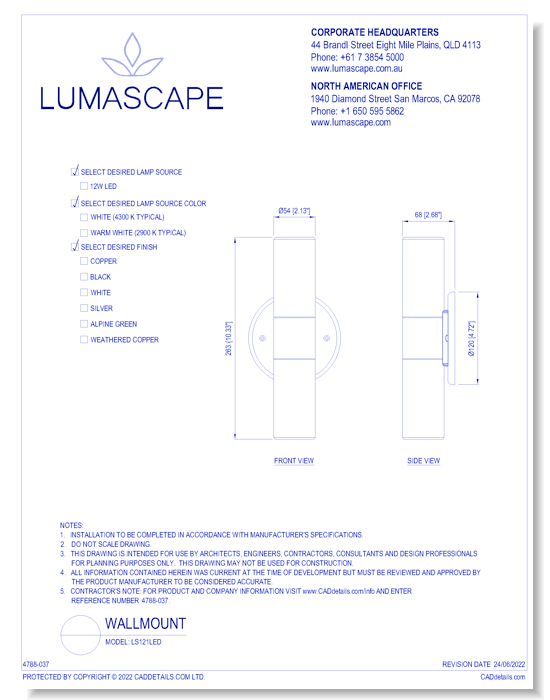 Wallmount Lighting - Model: LS121LED