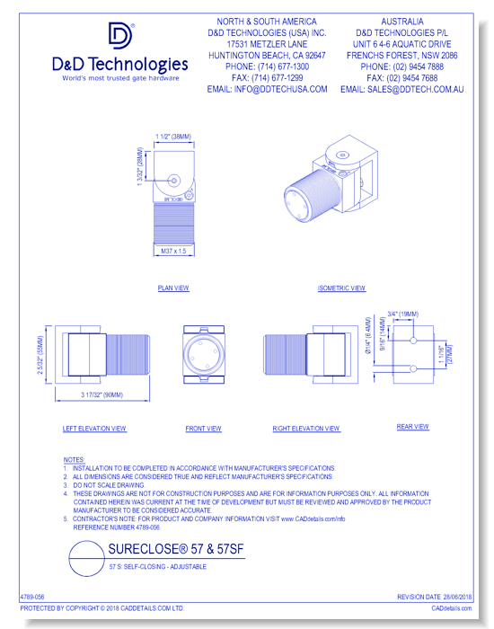 57 S: Self-Closing - Adjustable