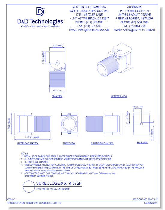 57 W: Self-Closing - Adjustable