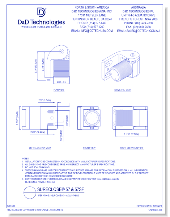 57SF AT90 S: Self-Closing - Adjustable