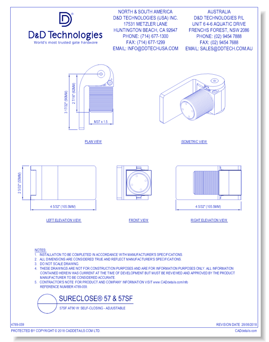 57SF AT90 W: Self-Closing - Adjustable
