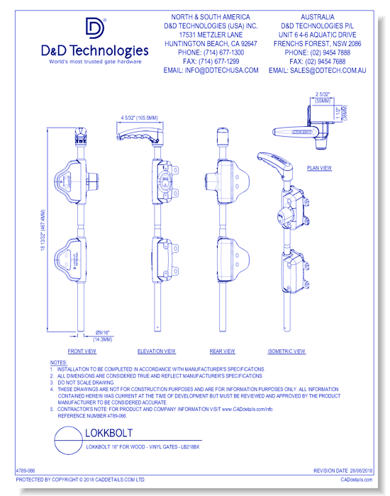 LokkBolt 18" for Wood - Vinyl Gates - LB218BX