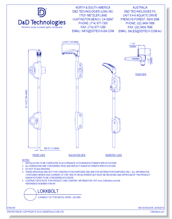 LokkBolt 24" for Metal Gates - LB124BX