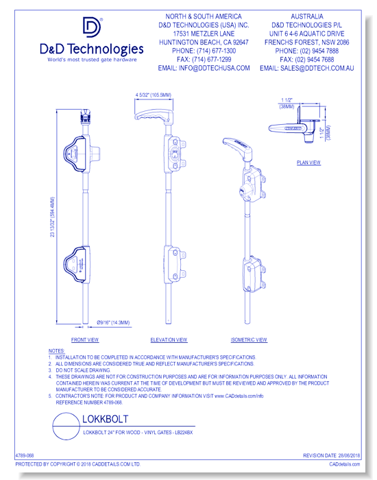 LokkBolt 24" for Wood - Vinyl Gates - LB224BX