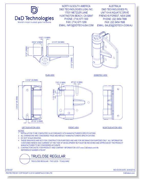TruClose Regular - Two Legs - TCA2L2-MK2