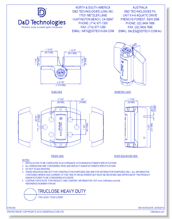TruClose Heavy Duty - Two Legs- TCHD1L2S3BT