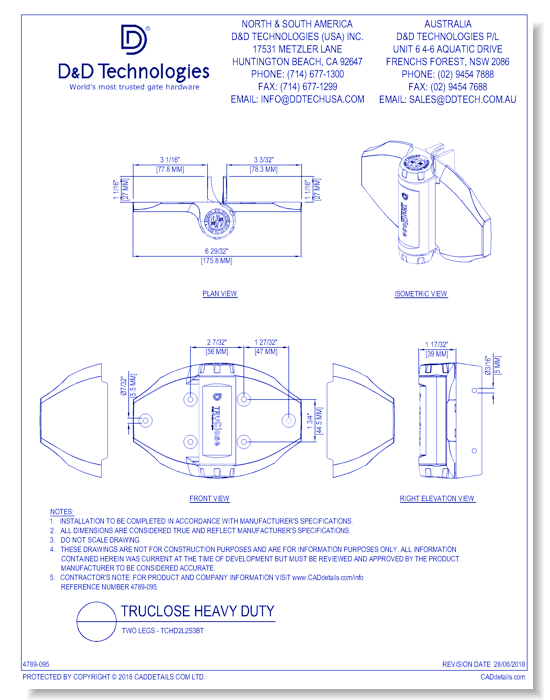 TruClose Heavy Duty - Two Legs - TCHD2L2S3BT