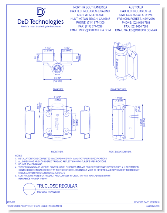 TruClose Regular - Two Legs- TCA1L2S3BT