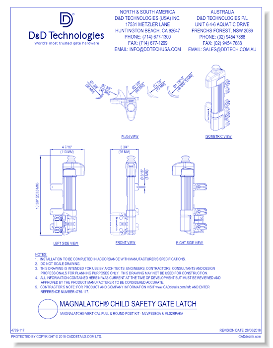 MagnaLatch®: Vertical Pull & Round Post Kit - MLVPS2BGA & MLS2RPAKA