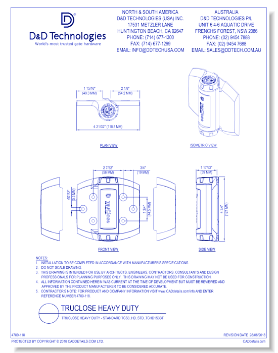 TruClose Heavy Duty - Standard TCS3_HD_Std_TCHD1S3BT