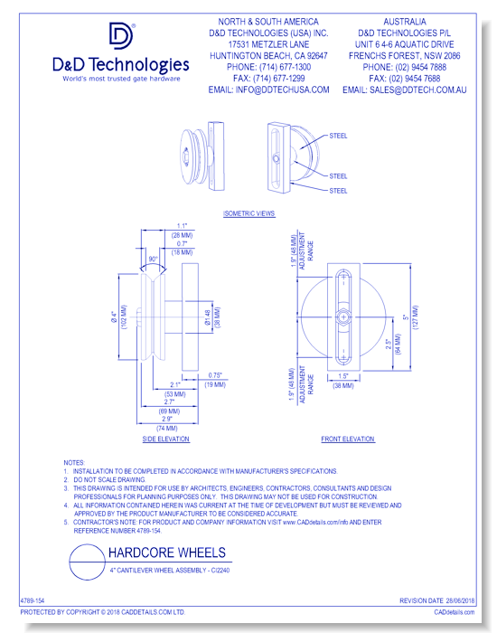 4" Cantilever Wheel Assembly - CI2240