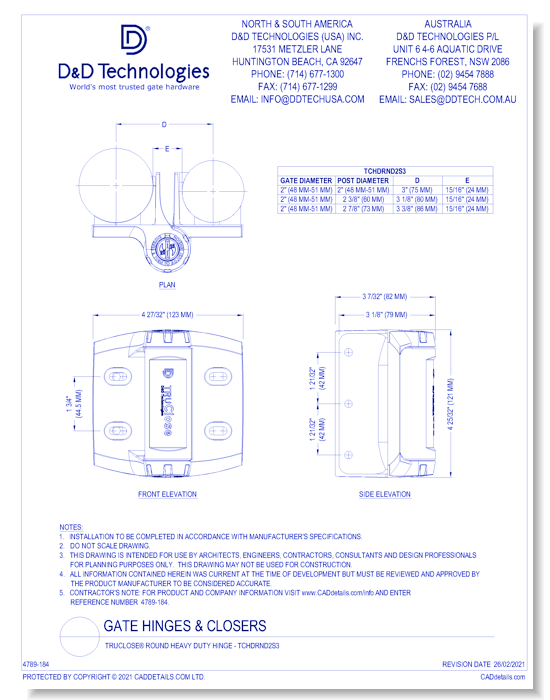 TruClose® Round Heavy Duty Hinge - TCHDRND2S3