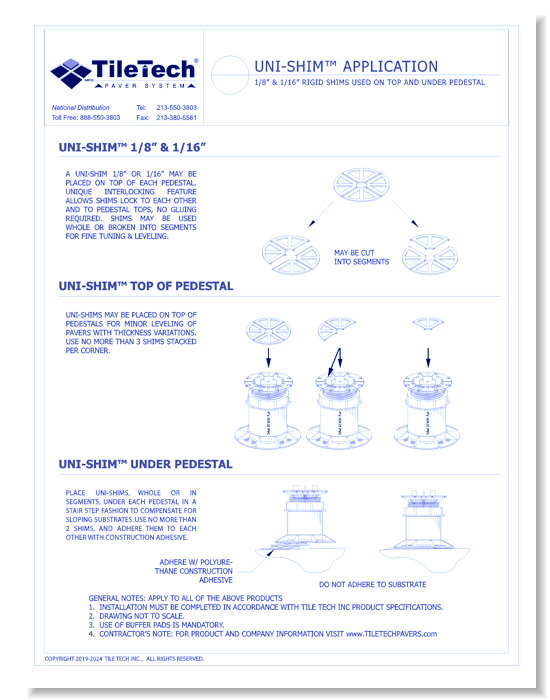 Uni-Shim™ Application: 1/8" & 1/16" Rigid Shims Used On Top Of Pedestal