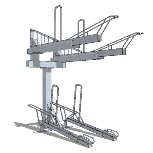 CAD Drawings BIM Models Urban Racks Bicycle Parking Systems Inc. Double Stacker Rack: Pneumatic Lift Assist Double Stacker ( UBSTX1000-SM-2WG )