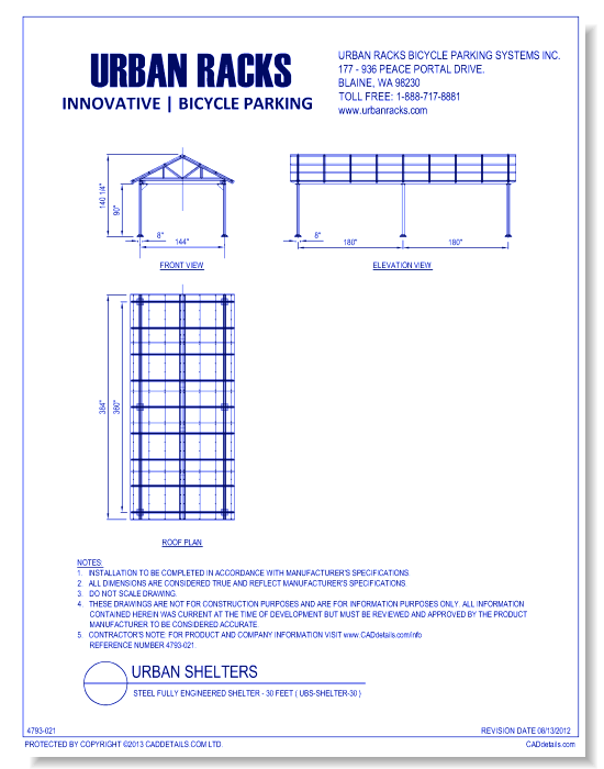 Urban Racks Shelter: Steel Fully Engineered Shelter - 30 Feet ( UBS-OpenShelter-30 )