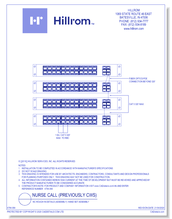 NC Rough In Details (Assembly): Hand Set Assembly